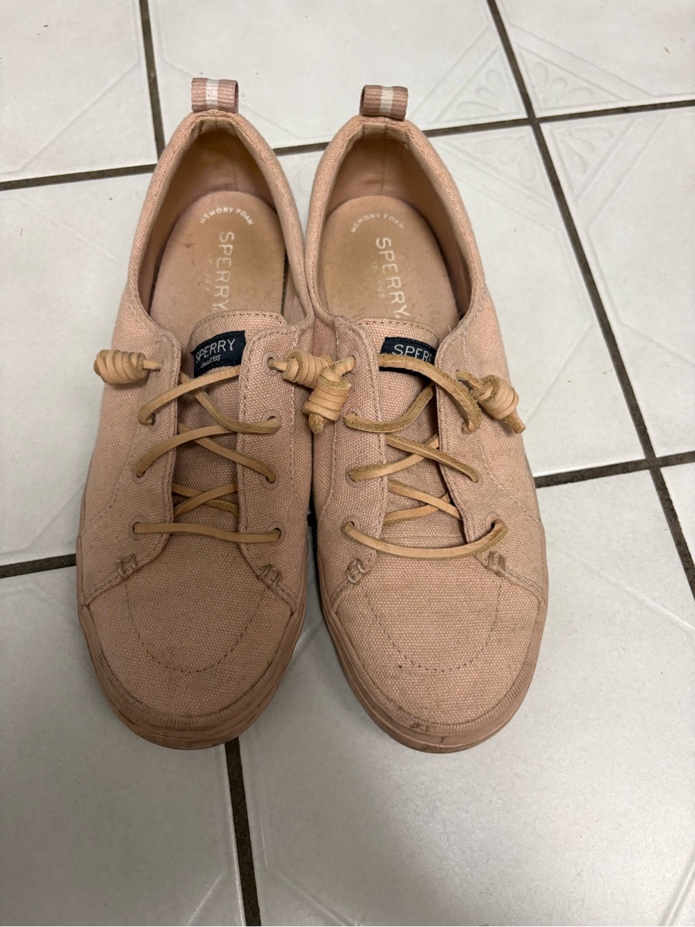 Sperry Women’s Canvas Lace-Up Sneakers in Blush